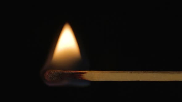 Wooden Match Burning Horizontal, Fire Spreads Left Right Sound
