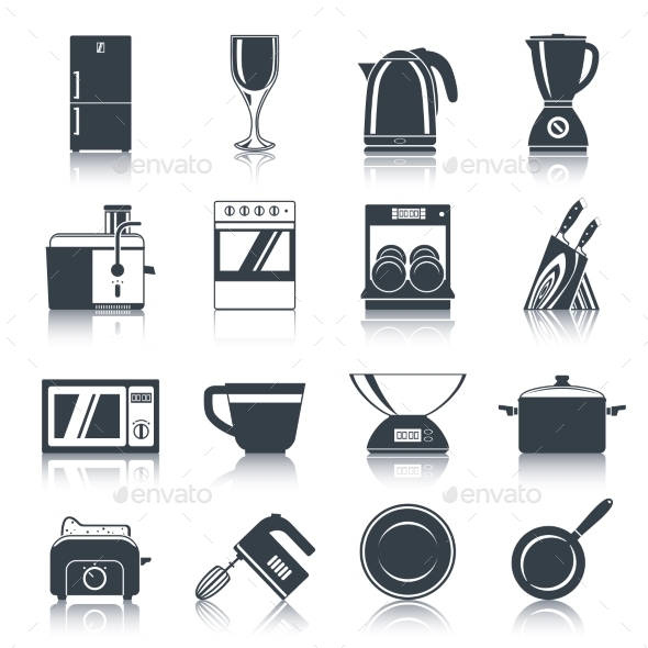 Kitchen Appliances Icons Black