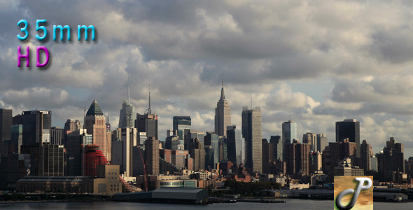 New York City Skyline With Moving Clouds alt
