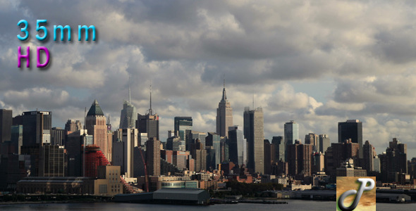 New York City Skyline With Moving Clouds