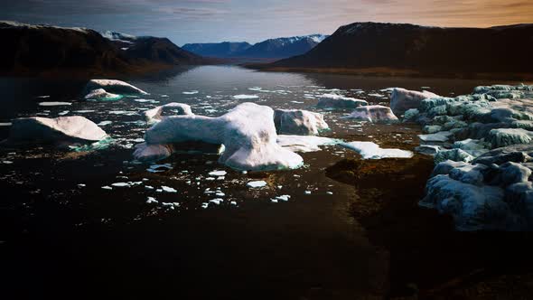 Ice Icebergs in Greenland at Summer