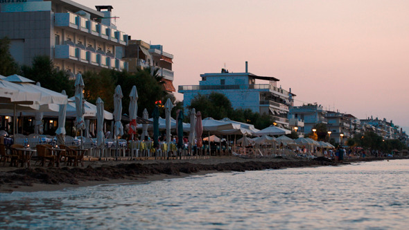 Coastal Area Of Summer Resort In The Evening