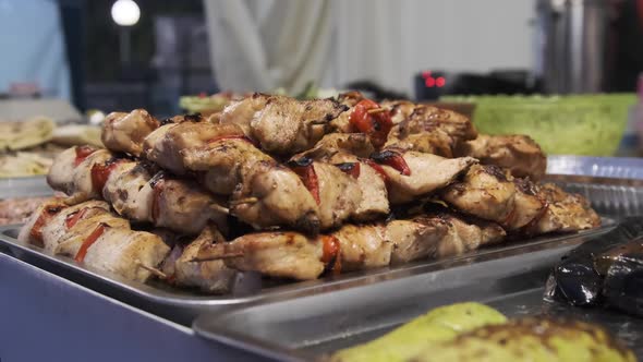 Chicken Kebab in a Street Shop Window