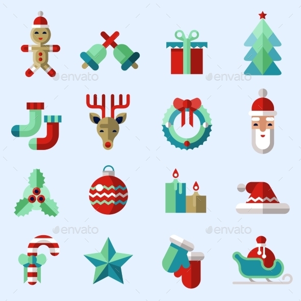 Christmas Icons Set Colored