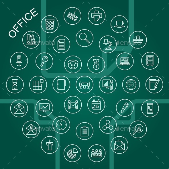 Vector Line Icons - Office