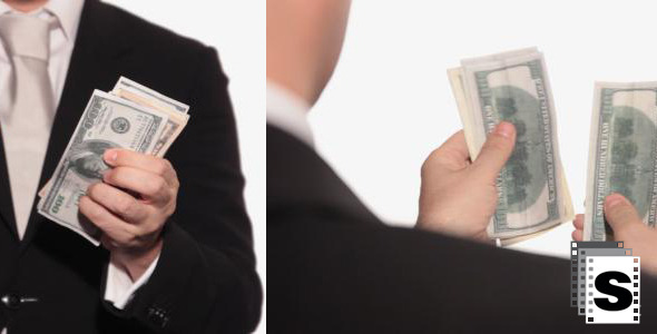 Businessman Takes And Counts  Dollars alt