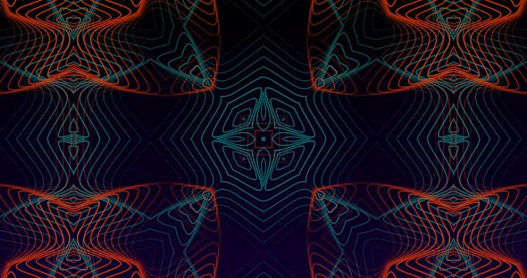 Abstract shapes moving in hypnotic motion against black background