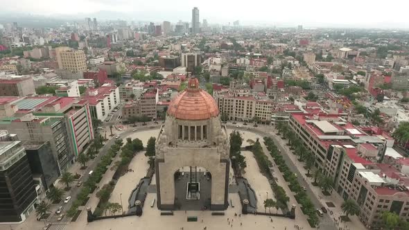 Monumento a La Revolución Aerial Drone View Mexico City