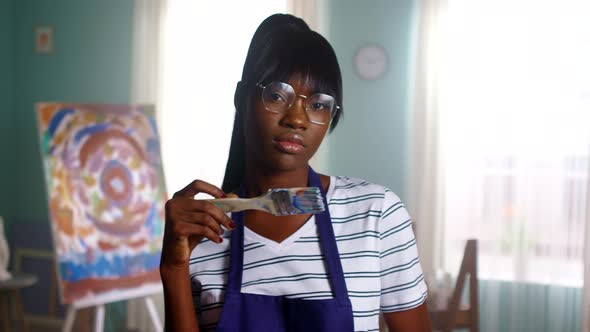 Portrait of Beautiful African Woman In Glasses