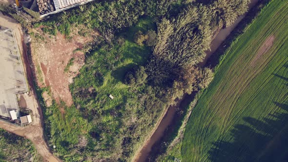 Drone Green Fields to Construction site