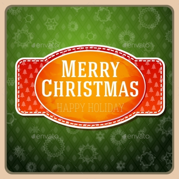 Vintage Stylized Red Merry Christmas Label
