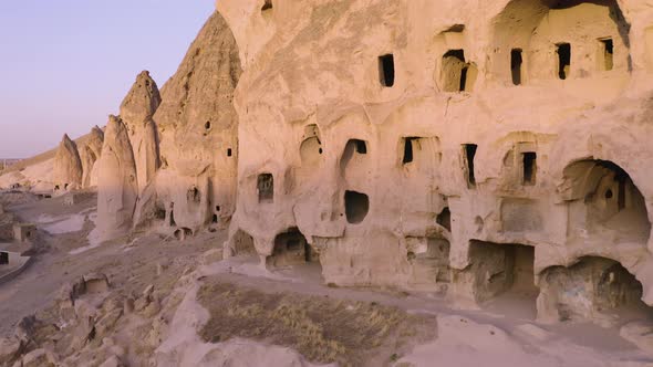 View of Ancient Cliff Dwellings of Cappadocia, Turkey.