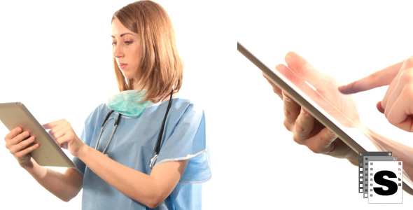 Female Surgeon Using Tablet