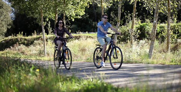 Young Couple Cycling