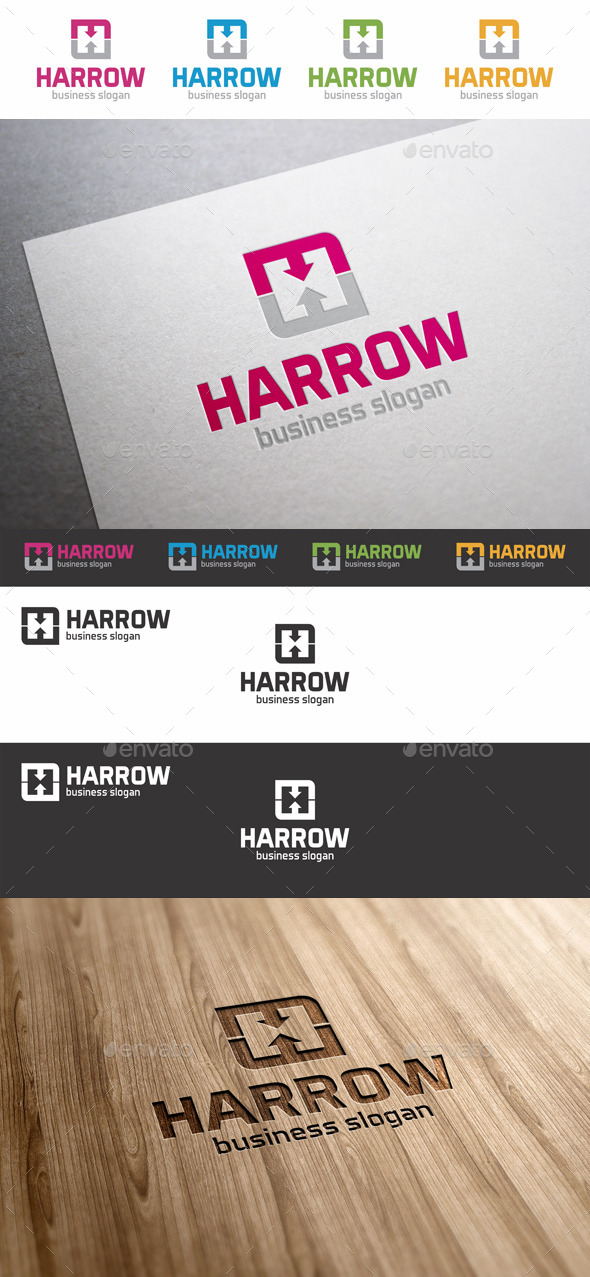 H Letter Arrows Logo Template