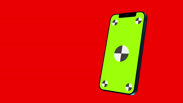 smartphone without background with green screen for tracking and keying