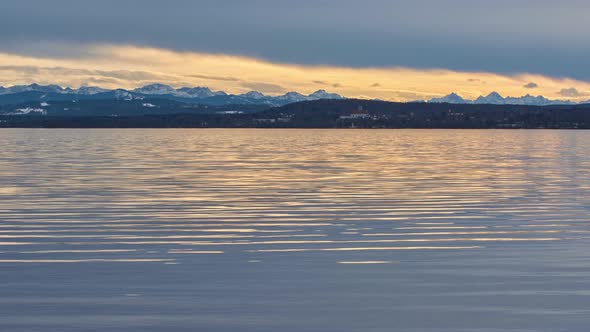 Time lapse of the Ammersee lake in Bavaria during sunset
