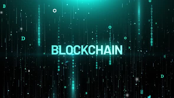 Blockchain Cryptocurrency Binary Matrix Digital Animation with Icons