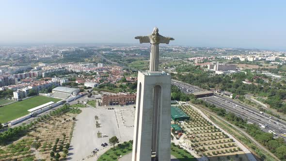 Aerial view of Christ the King sculpture