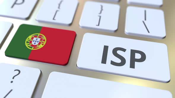 Internet Service Provider Text and Flag of Portugal on Keyboard alt