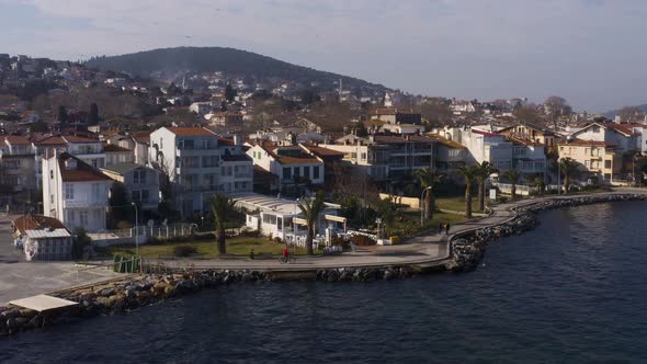 Istanbul Prince Islands Following Biker Man Aerial View