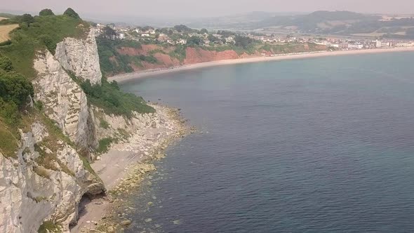 Picturesque cliffs near the town of Seaton. Jurassic Coast, English first natural World Heritage Sit