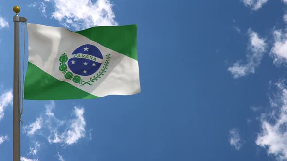 Parana Flag (Brazil) On Flagpole