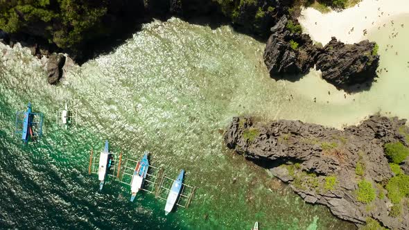 Tropical Seawater Lagoon and Beach, Philippines, El Nido