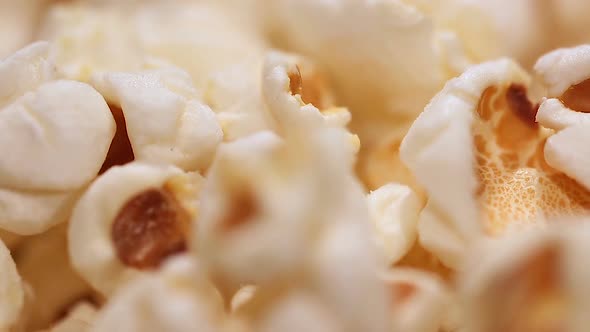 Salty or Sweet Popcorn Closeup, Unhealthy Popped Corn Snack Served at Cinema