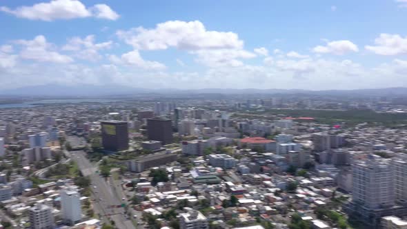 San Juan Puerto Rico , Condado, Santurce and the Laguna Drone shot with a cristal Clear Sky