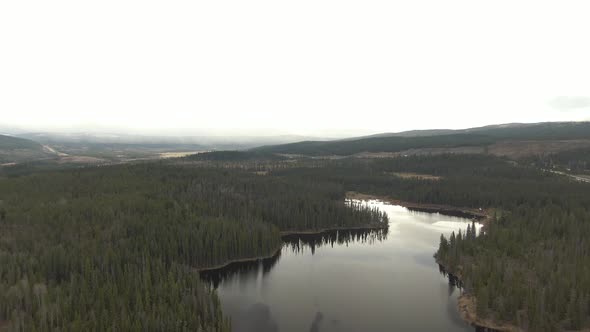 Aerial View of a Lake in the Canadian Landscape