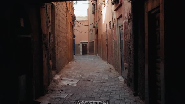 Street, Morocco, Blue, Medina, Marrakech. Empty Streets at Marrakech Medina