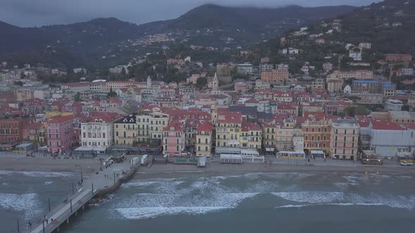 Alassio city aerial view. Liguria, Italy