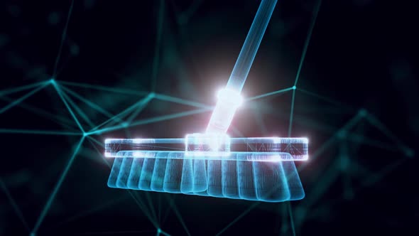 Plastic Broom Hologram Close Up Hd