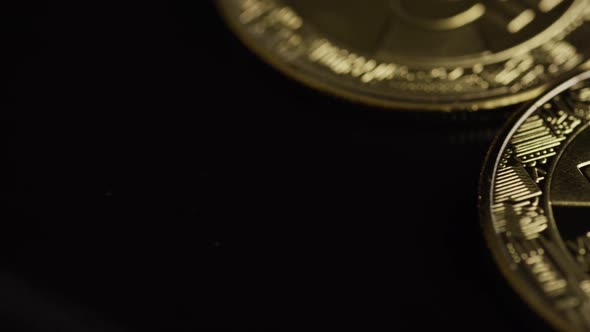 Rotating shot of Bitcoins 