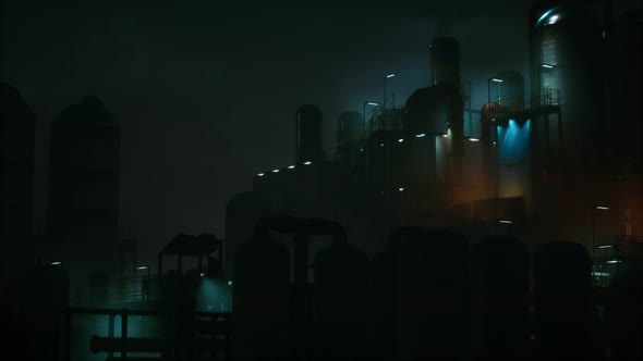 Petrochemical Industry Factory at Night alt