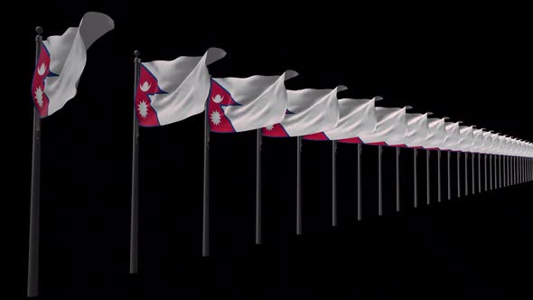 Row Of Nepal Flags With Alpha 2K