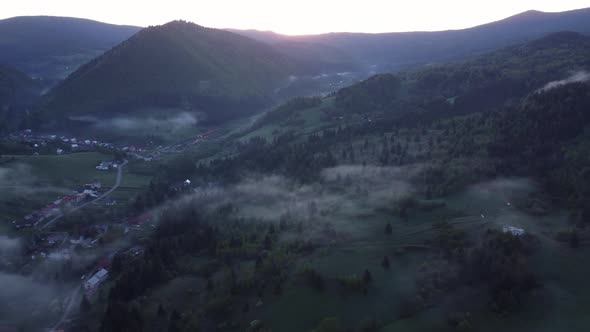 Aerial View Over Rural Mountain Landscape