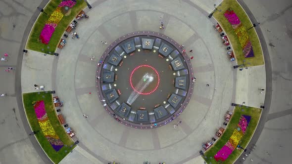 Fountain Clock on Lenin Square in the City of Ufa