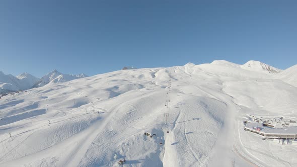 Gondola ski lift in Gudauri. Georgia 2018 winter