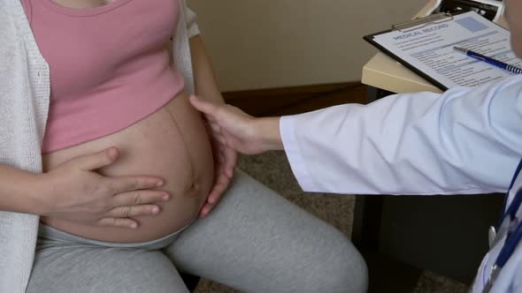 Pregnant Woman and Gynecologist Doctor at Hospital