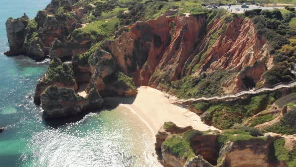 Steep staircase going downhill accessing Camilo's beach, Lagos, Algarve Portugal