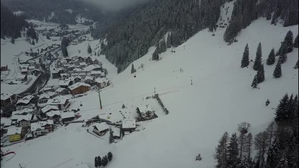 View of a Small Town in Switzerland Covered with Snow in Winter