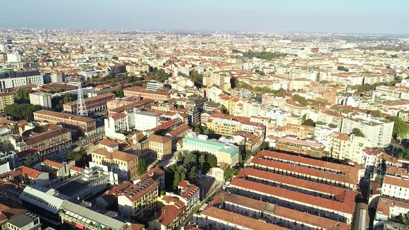 Flying Above Milan City Of Italy