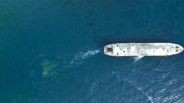 Gas tanker at sea aerial view 4 K Turkey Alanya