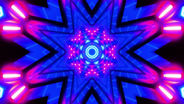 VJ loop neon kaleidoscope. Looping animation.