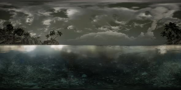 VR 360 Soft Twilight of the Amazing Tropical Marine Beach alt