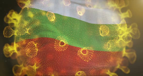 Hungary Flag With Coronavirus Microbe Centered
