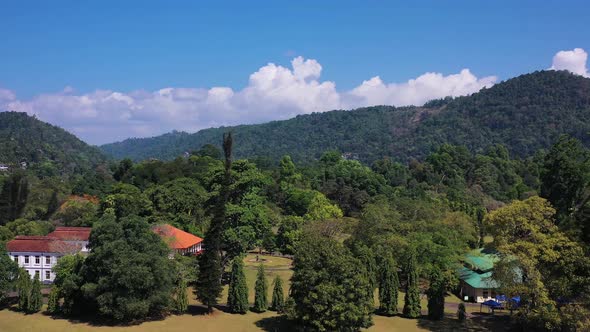 Aerial view of Peradeniya, a small town along the river, Kendy, Sri Lanka