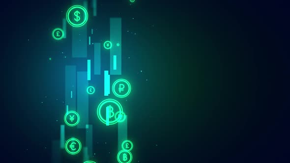 Seamless Loop Digital Global Currency Background V9